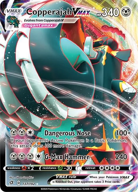Copperajah VMAX #137/192 Holofoil Pokémon card from Rebel Clash