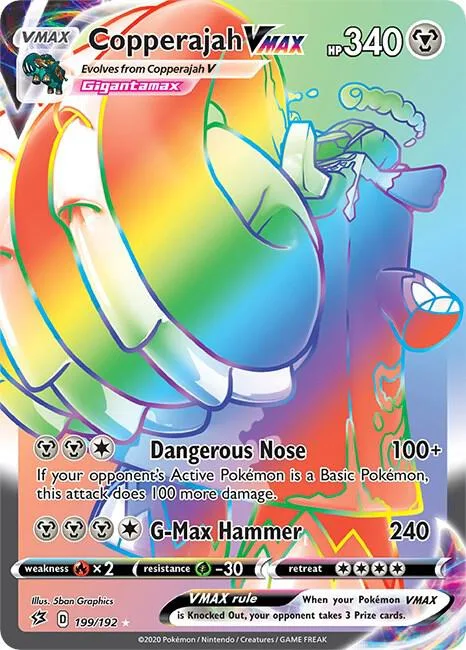 Copperajah VMAX Secret Rare #199/192 Holofoil Pokémon card from Rebel Clash