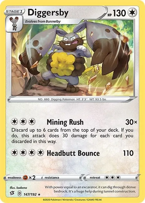 Diggersby #147/192 Pokémon card from Rebel Clash