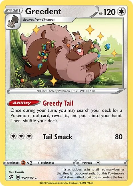 Greedent #152/192 Pokémon card from Rebel Clash