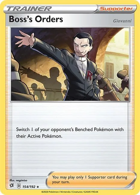 Boss's Orders #154/192 Holofoil Pokémon card from Rebel Clash