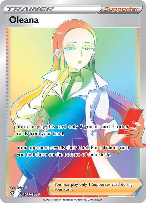 Oleana Secret Rare #202/192 Holofoil Pokémon card from Rebel Clash