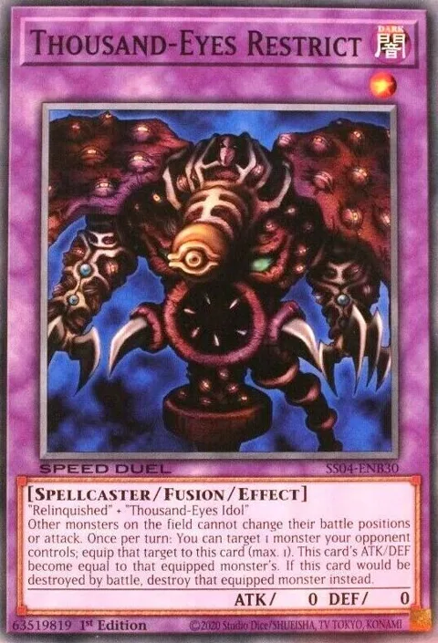 Thousand-Eyes Restrict SS04-ENB30 Yu-Gi-Oh card from Speed Duel Decks: Match of the Millennium