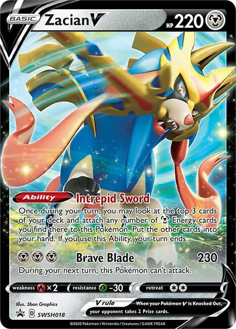 Zacian V #SWSH018 Holofoil Pokémon card from Sword & Shield Promo Cards