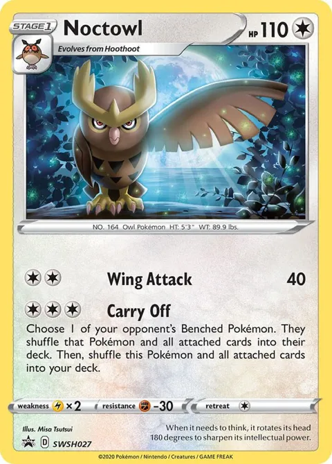 Noctowl #SWSH027 Holofoil Pokémon card from Sword & Shield Promo Cards