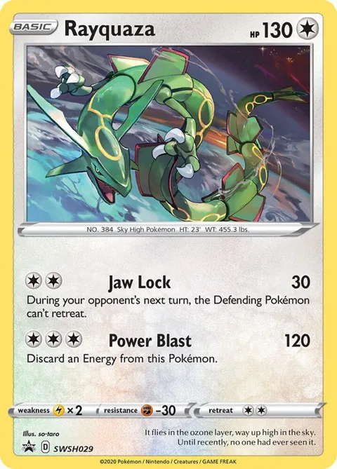 Rayquaza #SWSH029 Holofoil Pokémon card from Sword & Shield Promo Cards