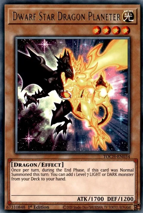 Dwarf Star Dragon Planeter TOCH-EN034 1st Edition Yu-Gi-Oh card from Toon Chaos