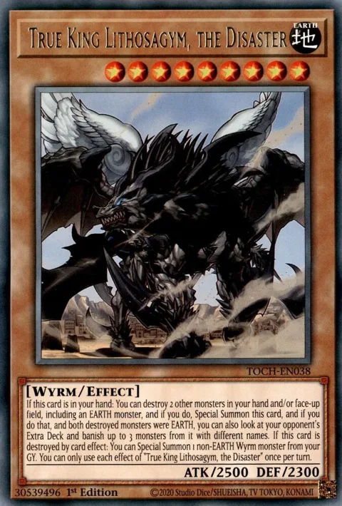 True King Lithosagym, the Disaster TOCH-EN038 1st Edition Yu-Gi-Oh card from Toon Chaos
