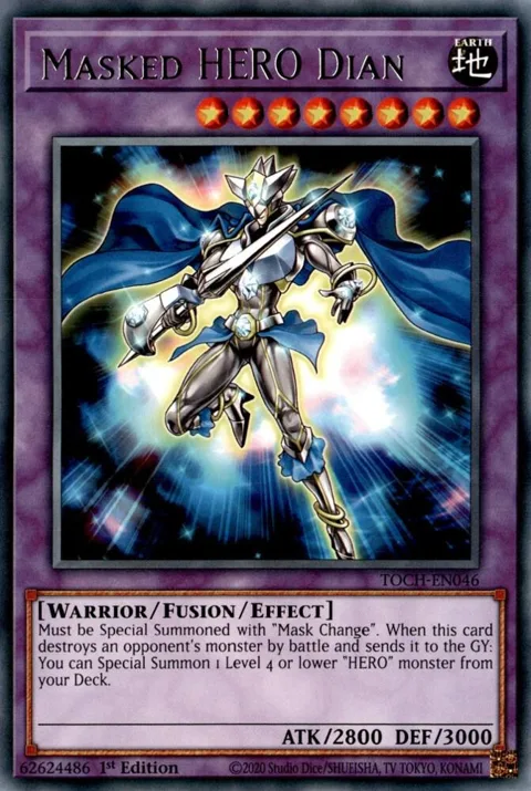Masked HERO Dian TOCH-EN046 1st Edition Yu-Gi-Oh card from Toon Chaos