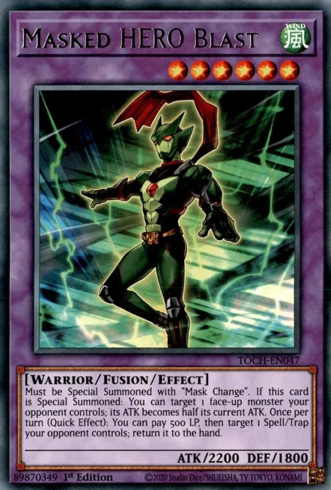Masked HERO Blast TOCH-EN047 1st Edition Yu-Gi-Oh card from Toon Chaos