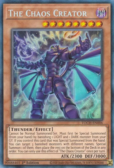 The Chaos Creator Collector's Rare TOCH-EN006 1st Edition Yu-Gi-Oh card from Toon Chaos