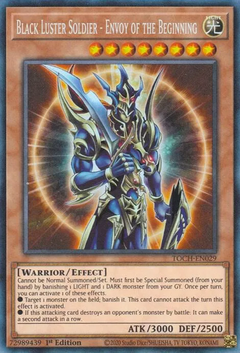 Black Luster Soldier - Envoy of the Beginning Collector's Rare TOCH-EN029 Unlimited Yu-Gi-Oh card from Toon Chaos