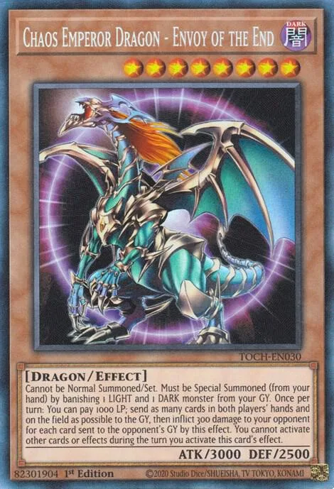 Chaos Emperor Dragon - Envoy of the End Collector's Rare TOCH-EN030 Unlimited Yu-Gi-Oh card from Toon Chaos