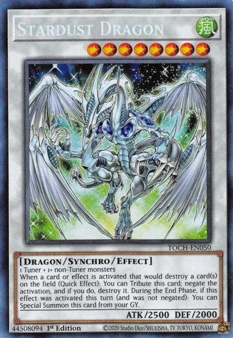 Stardust Dragon Collector's Rare TOCH-EN050 1st Edition Yu-Gi-Oh card from Toon Chaos