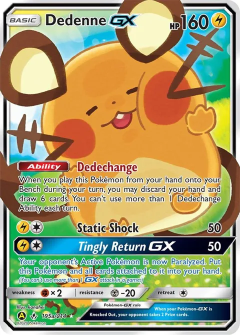 Dedenne GX #195a/214 Holofoil Pokémon card from Alternate Art Promos