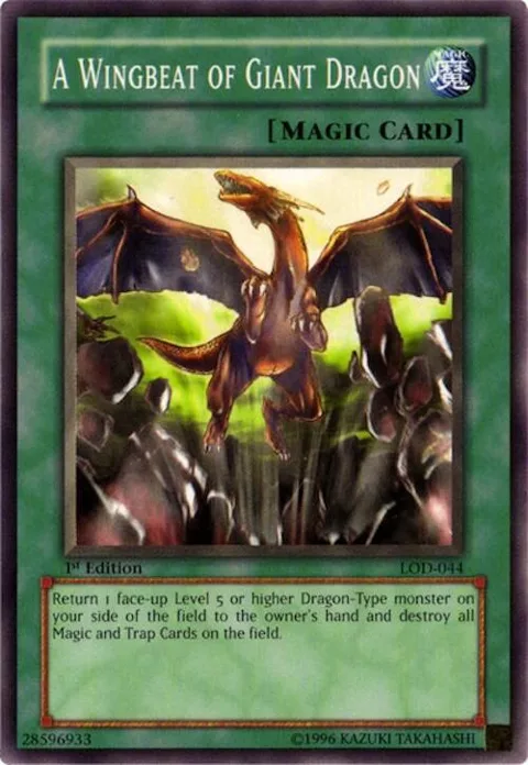 A Wingbeat of Giant Dragon LOD-044 Unlimited Yu-Gi-Oh card from Legacy of Darkness