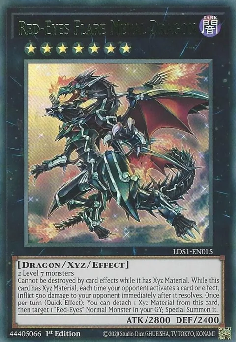 Red-Eyes Flare Metal Dragon Green LDS1-EN015 Yu-Gi-Oh card from Legendary Duelists: Season 1