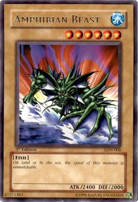 Amphibian Beast LON-008 1st Edition Yu-Gi-Oh card from Labyrinth of Nightmare