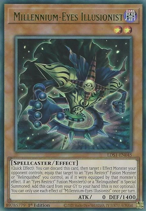 Millennium-Eyes Illusionist Green LDS1-EN045 Yu-Gi-Oh card from Legendary Duelists: Season 1