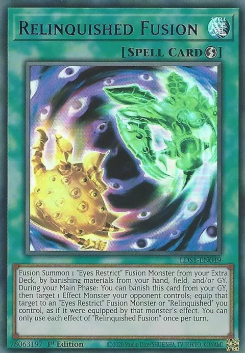 Relinquished Fusion Blue LDS1-EN049 Yu-Gi-Oh card from Legendary Duelists: Season 1