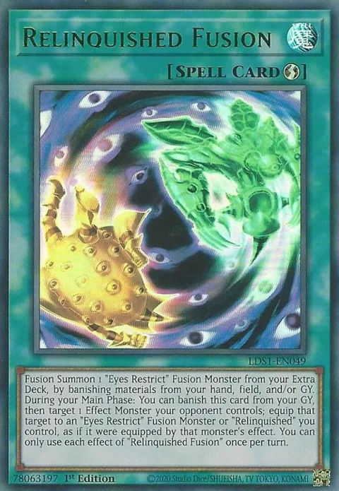 Relinquished Fusion Green LDS1-EN049 Yu-Gi-Oh card from Legendary Duelists: Season 1