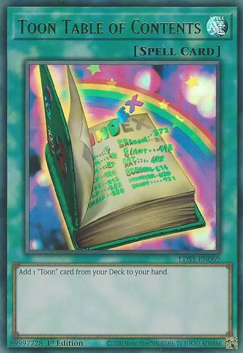Toon Table of Contents Green LDS1-EN069 Yu-Gi-Oh card from Legendary Duelists: Season 1