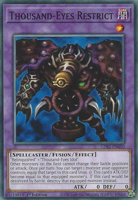 Thousand-Eyes Restrict LDS1-EN050 Yu-Gi-Oh card from Legendary Duelists: Season 1