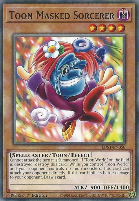 Toon Masked Sorcerer LDS1-EN058 Yu-Gi-Oh card from Legendary Duelists: Season 1