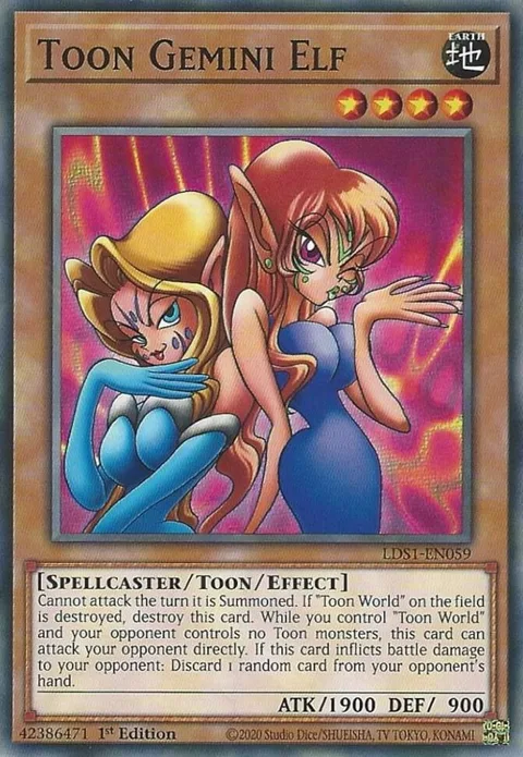 Toon Gemini Elf LDS1-EN059 Yu-Gi-Oh card from Legendary Duelists: Season 1