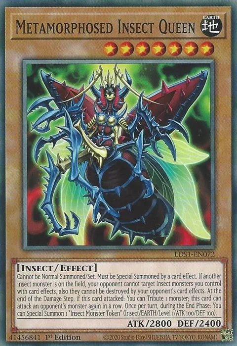 Metamorphosed Insect Queen LDS1-EN072 Yu-Gi-Oh card from Legendary Duelists: Season 1