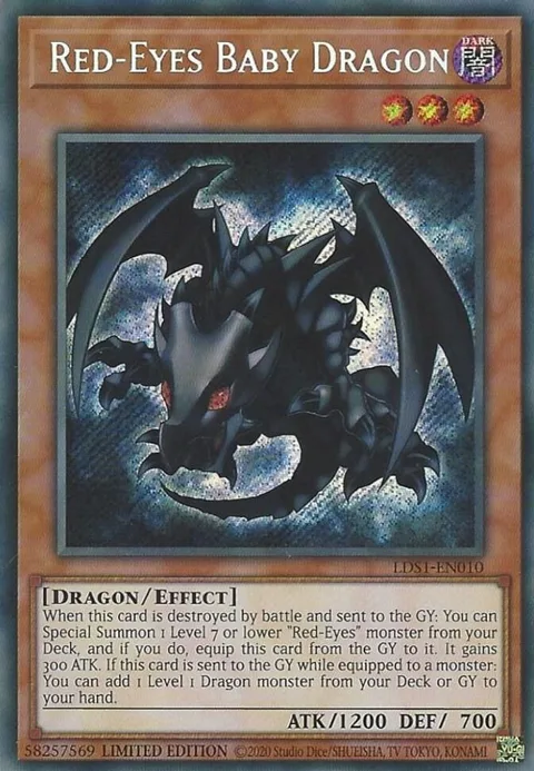 Red-Eyes Baby Dragon LDS1-EN010 Yu-Gi-Oh card from Legendary Duelists: Season 1