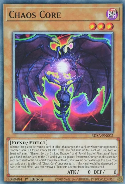 Chaos Core SDSA-EN002 Yu-Gi-Oh card from Structure Deck: Sacred Beasts