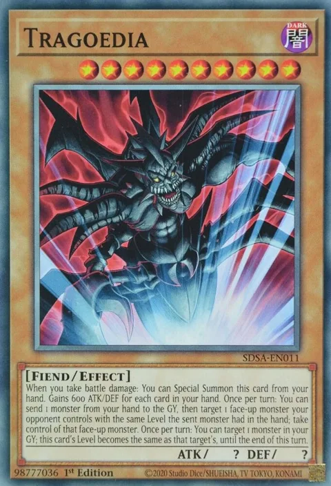 Tragoedia SDSA-EN011 Yu-Gi-Oh card from Structure Deck: Sacred Beasts