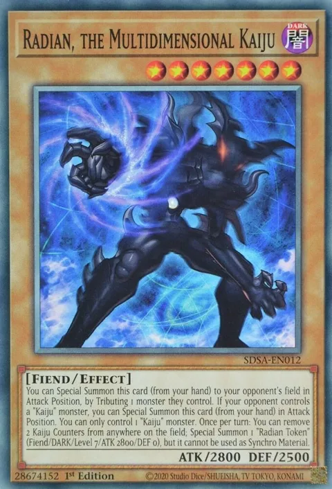 Radian, the Multidimensional Kaiju SDSA-EN012 Yu-Gi-Oh card from Structure Deck: Sacred Beasts