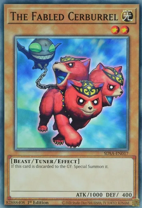 The Fabled Cerburrel SDSA-EN017 Yu-Gi-Oh card from Structure Deck: Sacred Beasts