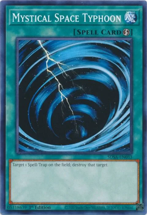 Mystical Space Typhoon SDSA-EN033 Yu-Gi-Oh card from Structure Deck: Sacred Beasts