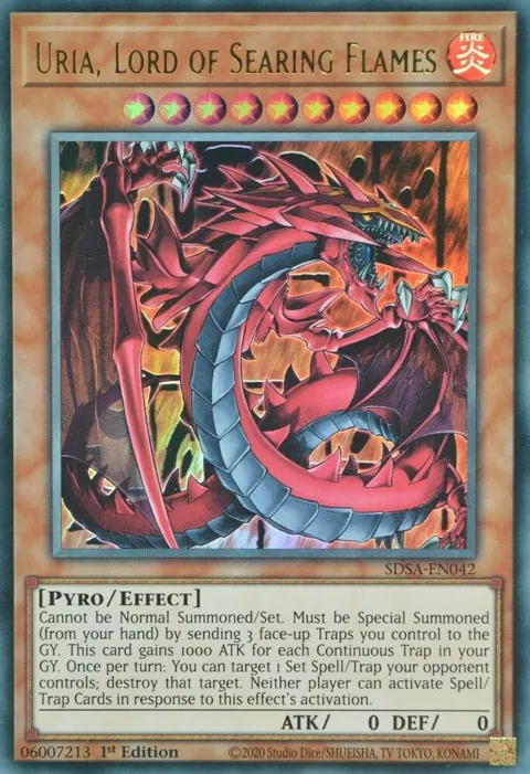 Uria, Lord of Searing Flames SDSA-EN042 Yu-Gi-Oh card from Structure Deck: Sacred Beasts