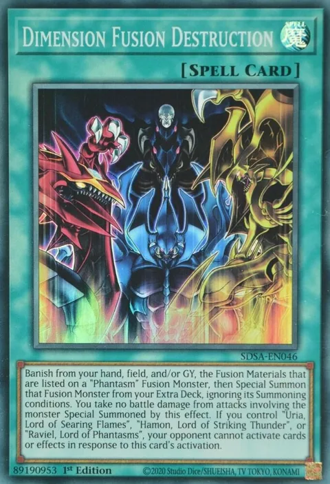 Dimension Fusion Destruction SDSA-EN046 Yu-Gi-Oh card from Structure Deck: Sacred Beasts