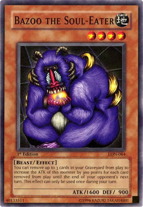 Bazoo the Soul-Eater LON-064 1st Edition Yu-Gi-Oh card from Labyrinth of Nightmare