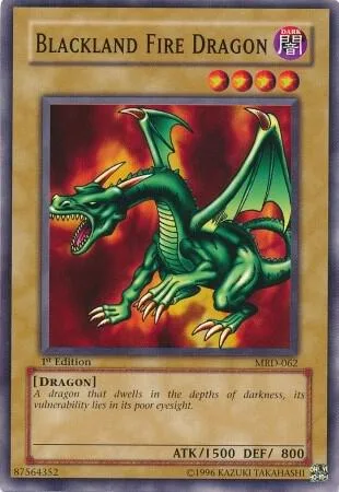 Blackland Fire Dragon MRD-062 1st Edition Yu-Gi-Oh card from Metal Raiders