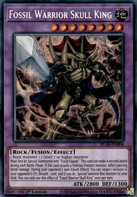 Fossil Warrior Skull King BLAR-EN006 Yu-Gi-Oh card from Battles of Legend: Armageddon