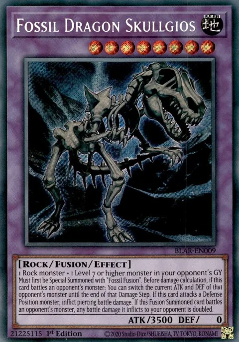 Fossil Dragon Skullgios BLAR-EN009 Yu-Gi-Oh card from Battles of Legend: Armageddon