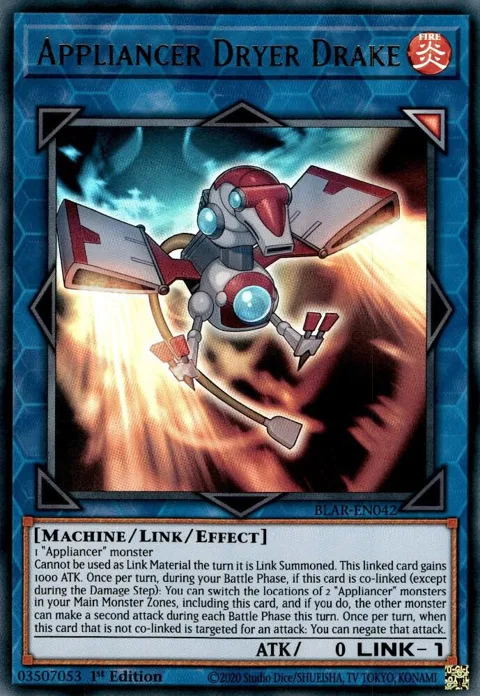 Appliancer Dryer Drake BLAR-EN042 Yu-Gi-Oh card from Battles of Legend: Armageddon