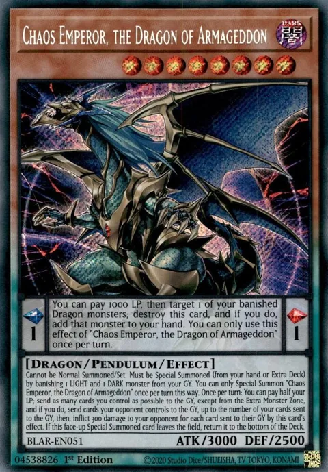 Chaos Emperor, the Dragon of Armageddon BLAR-EN051 Yu-Gi-Oh card from Battles of Legend: Armageddon