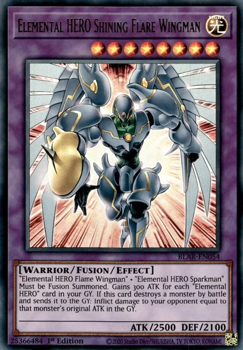 Elemental HERO Shining Flare Wingman BLAR-EN054 Yu-Gi-Oh card from Battles of Legend: Armageddon