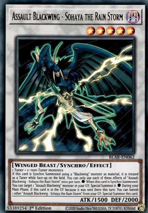 Assault Blackwing - Sohaya the Rain Storm BLAR-EN062 Yu-Gi-Oh card from Battles of Legend: Armageddon
