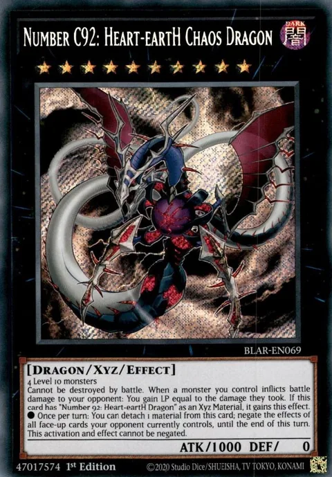 Number C92: Heart-eartH Chaos Dragon BLAR-EN069 Yu-Gi-Oh card from Battles of Legend: Armageddon