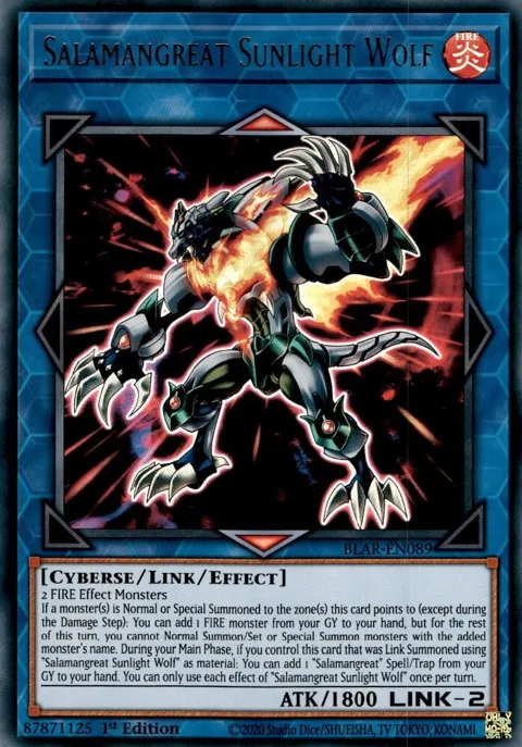 Salamangreat Sunlight Wolf BLAR-EN089 Yu-Gi-Oh card from Battles of Legend: Armageddon