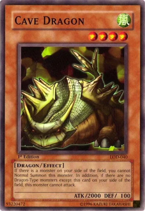 Cave Dragon LOD-040 Unlimited Yu-Gi-Oh card from Legacy of Darkness