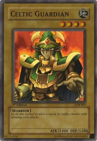 Celtic Guardian LOB-007 Unlimited Yu-Gi-Oh card from The Legend of Blue Eyes White Dragon